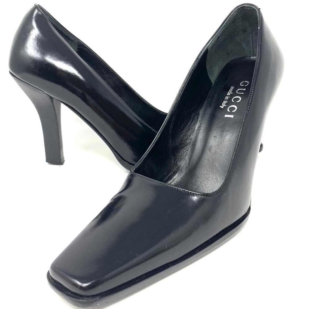 GUCCI Black Leather Heels ~ 5.5